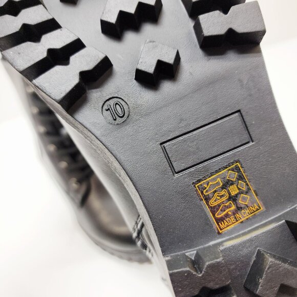 Black Combat Style Ankle Boots  Women Size 10 Lace-Up & Zipper Closure - Picture 2 of 12